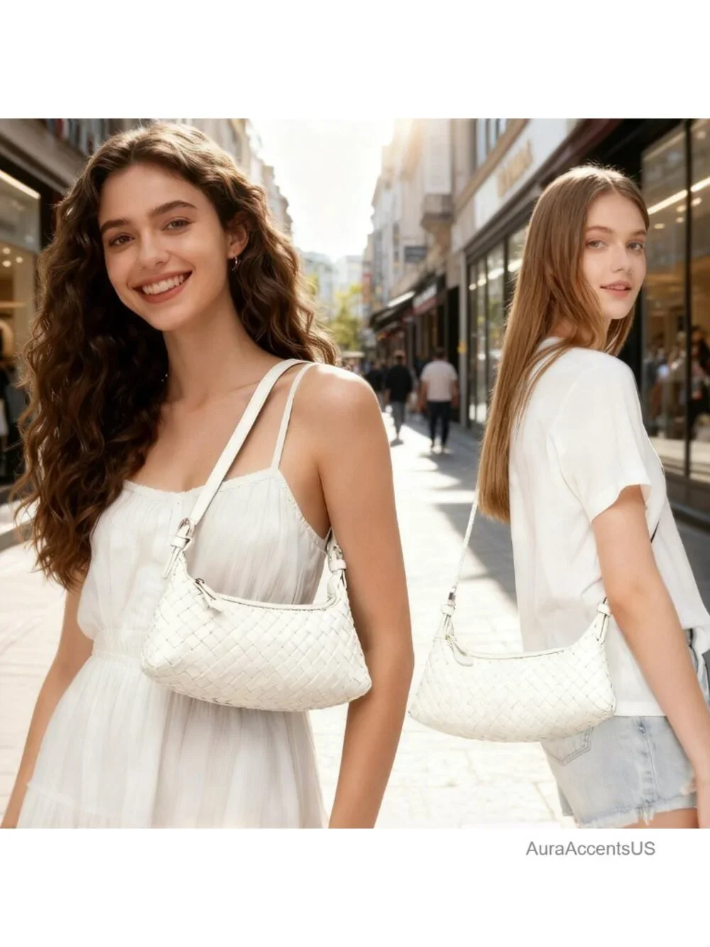 Woven Faux Leather Shoulder Bag Hobo Purse Crossbody with Adjustable Strap